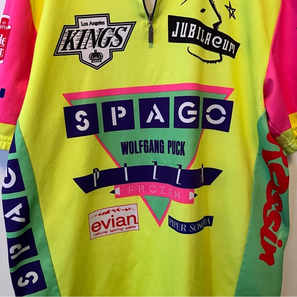 Vintage 1990s Spago Pro Cycling Italian Jersey XXL Los Angeles Kings SMS Santini - Picture 10 of 13
